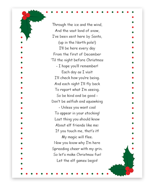 Elf On The Shelf Letter - Printable Arrival Letter - ･ﾟ Fun Elf Ideas ･ﾟ