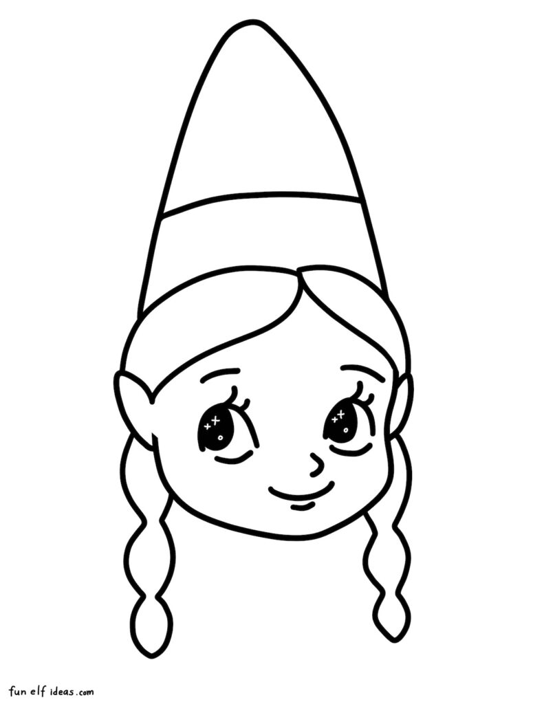 braided hair elf coloring page