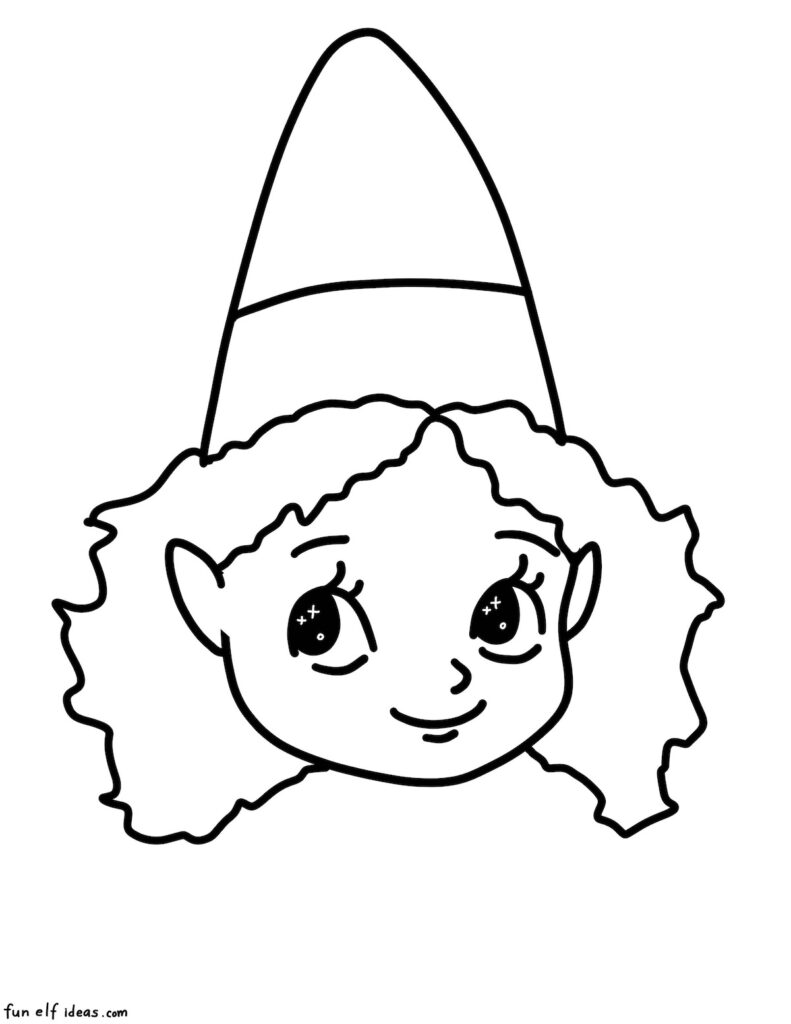 long curly hair elf girl coloring page